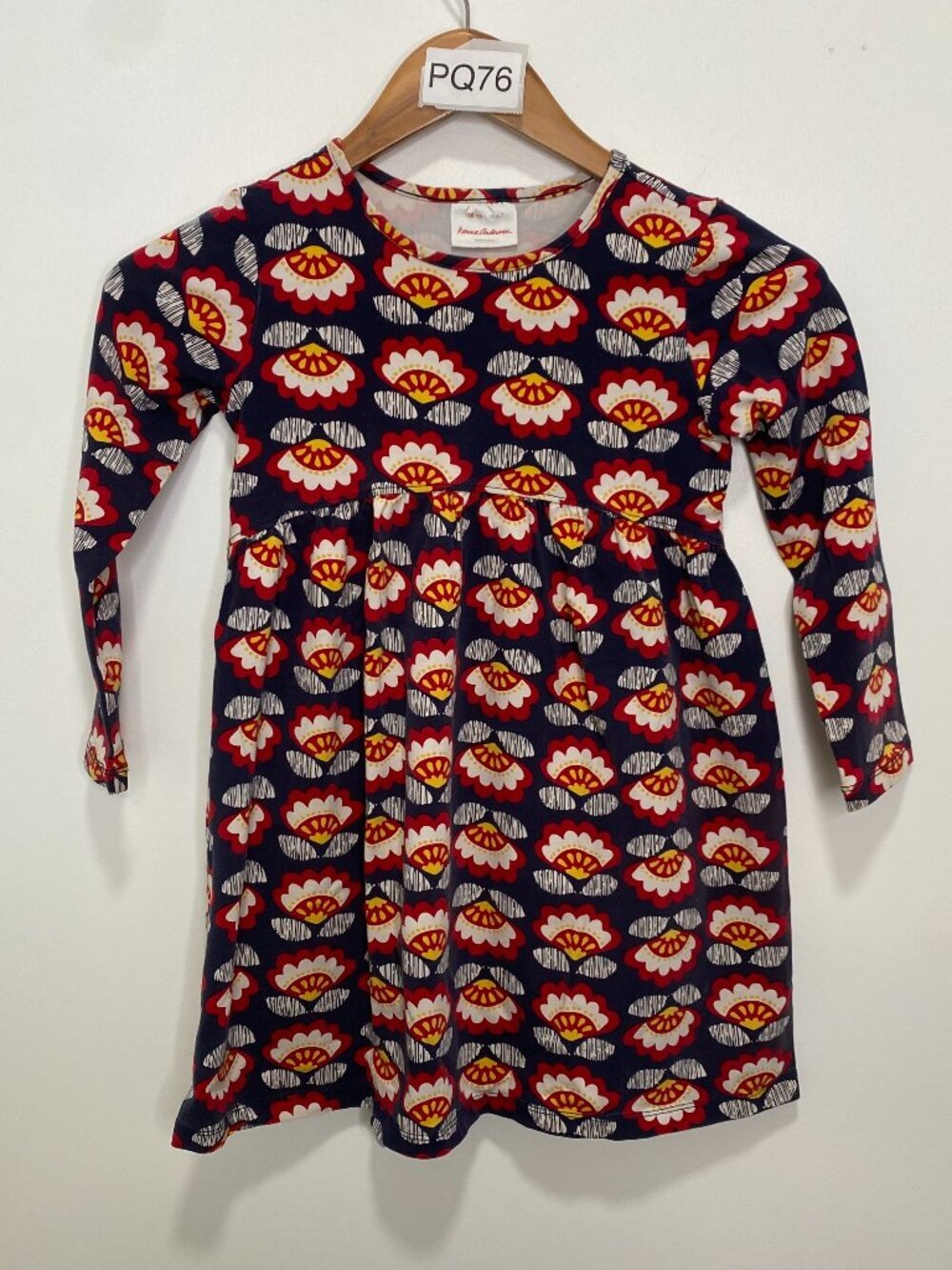 Hanna Andersson Folk Flower Print Dress Size 6-7 Long Sleeve Play Dress